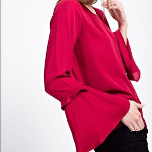 143 Story red bell sleeve top NWT Boutique